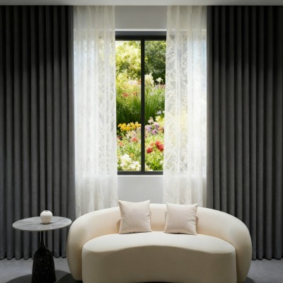 Full Blackout Velvety Chenille "Concrete Forest" Light-blocking High-end Living Room Bedroom Light Luxury Modern Simple Curtain